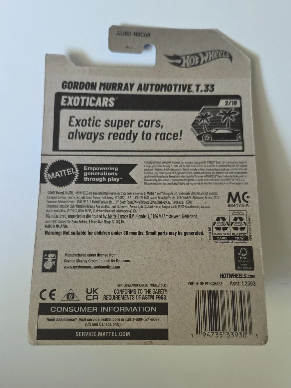 Hot Wheels Exoticars - Gordon Murray Automotive T.33Blue And McHurtry Sperling